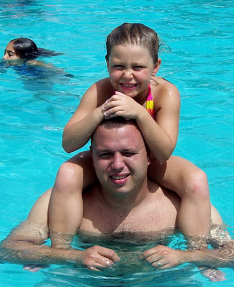 Chris and Maddie in the Pool